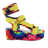 Riemen Plateau Slingback Klettverschluss Keilabsatz Sandalette