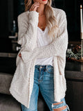 Gestrickt Warm Cardigan aus Polyester Grün Weiss