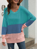 Leicht Farbe Block Gestrickt Keid Pullover