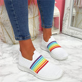 Regenbogen Farben Flyknit Schlupf Laufschuhe Sneakers