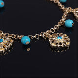 Boho Türkis Perlen Fußkettchen Blumen Anhänger  Füßkette Schmuck