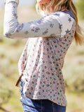 Paneeliert Lässig Langarm Shirts & Blusen&Shirts
