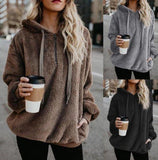Flauschige Sweatshirt mit Reißverschluss und Kapuze