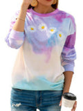 Batik Lässig Print Rundhals Geblümt Shirts & Blusen&Shirts