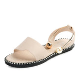 Perle Knöchelring Sling Flache Sandale Beige Weiß