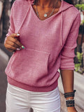 Kapuze Lässig Unifarben Taschen Sweatshirt