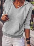 Kapuze Lässig Unifarben Taschen Sweatshirt