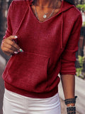 Kapuze Lässig Unifarben Taschen Sweatshirt