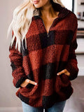 Baumwollgemisch Lässig Kariert Sweatshirt