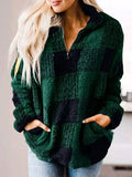 Baumwollgemisch Lässig Kariert Sweatshirt