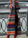 Große Größen Ethnische Strickjacke Damen mit Kapuze