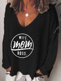 Buchstabe Langarm Lässig Baumwollgemisch Shirts & Blusen&Shirts