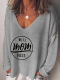 Buchstabe Langarm Lässig Baumwollgemisch Shirts & Blusen&Shirts