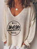Buchstabe Langarm Lässig Baumwollgemisch Shirts & Blusen&Shirts
