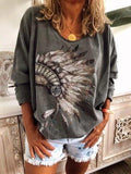 Gemustertes T-Shirt mit Rundhals