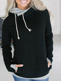 Langarm Taschen Kapuze Baumwollgemisch Sweatshirt