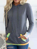 Kapuze Baumwollgemisch Lässig Farbblock Sweatshirt