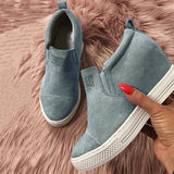 Fashion Buchstabe Slip-On Keil Turnschuhe Kunstwildleder Keilabsatz Lässig Turnschuhe