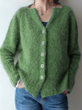 Große Größen Lässige Strickjacke mit Knöpfen