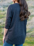 Dunkelgrau Langarm Lässig Shirts & Blusen&Shirts