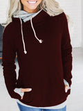 Langarm Taschen Kapuze Baumwollgemisch Sweatshirt