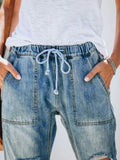 Damen Lässige Denim-Hosen mit Tunnelzug