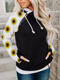 Schwarz Langarm Lässig Kapuzenpullover