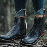 Kurzer Retro-Stiefel für Damen mit niedrigem Absatz