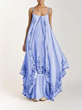Bohemien Besticktes Kleid mit Spaghettiträger