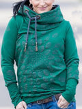 Grün Tunnelzug Baumwollgemisch Lässig Kapuze Sweatshirt