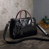 Leder Klassisch Tote Taschen Umhängertasche Braun