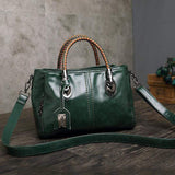 Leder Klassisch Tote Taschen Umhängertasche Braun