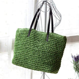 Gewebte Stroh Sommerstrand Schultertaschen