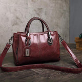 Leder Klassisch Tote Taschen Umhängertasche Braun