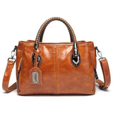 Leder Klassisch Tote Taschen Umhängertasche Braun