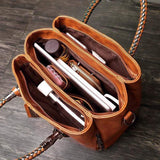 Leder Klassisch Tote Taschen Umhängertasche Braun