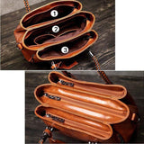 Leder Klassisch Tote Taschen Umhängertasche Braun