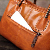 Leder Klassisch Tote Taschen Umhängertasche Braun