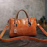 Leder Klassisch Tote Taschen Umhängertasche Braun