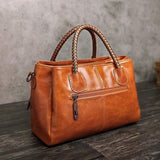 Leder Klassisch Tote Taschen Umhängertasche Braun