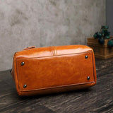Leder Klassisch Tote Taschen Umhängertasche Braun