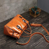 Leder Klassisch Tote Taschen Umhängertasche Braun