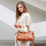 Leder Klassisch Tote Taschen Umhängertasche Braun
