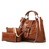 Vintage Große Kapazität Leder Schultertasche