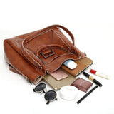 Vintage Große Kapazität Leder Schultertasche
