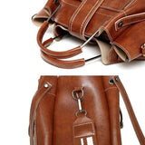 Vintage Große Kapazität Leder Schultertasche