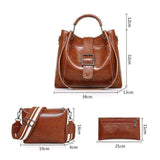 Vintage Große Kapazität Leder Schultertasche