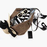 Gewebte Stroh Sommerstrand Schultertaschen