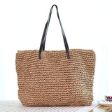 Gewebte Stroh Sommerstrand Schultertaschen