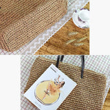 Gewebte Stroh Sommerstrand Schultertaschen